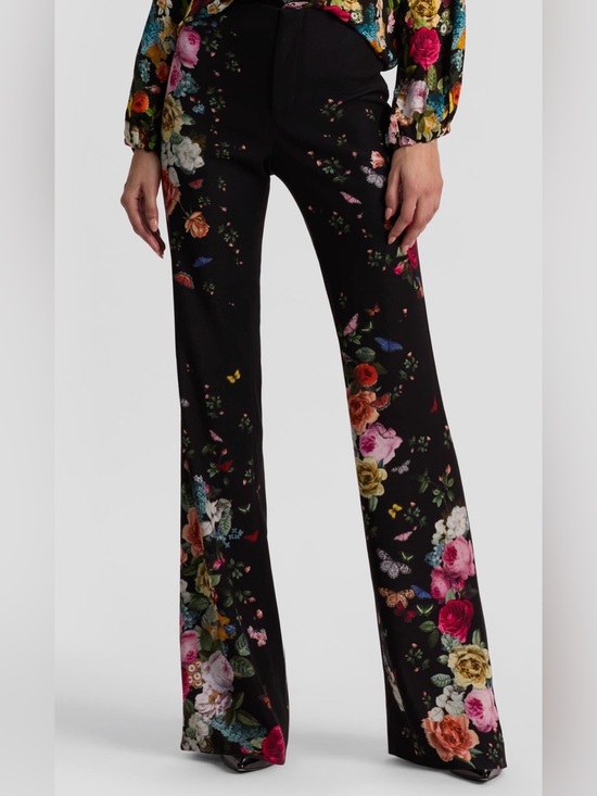 Alice + Olivia Pants - ALICE + OLIVIA Teeny Floral Fit & Flare Bootcut Pants